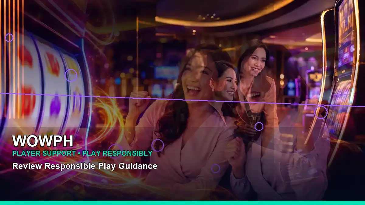 WOWPH poker and casino game information presented in a wide reel-style layout for Philippine adults